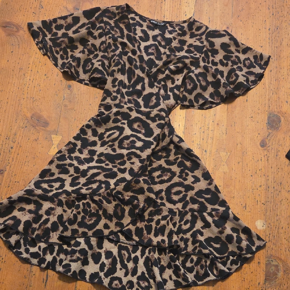 SHEIN Animal Print Wrap Dress